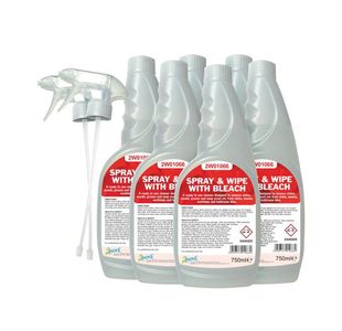 2Work Spray and Wipe with Bleach Trigger Spray 750ml (Pack of 6) 2W07245