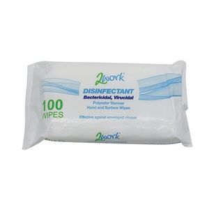 2Work Disinfectant Bactericidal Viricidal Wipes (Pack of 100) 2W07385