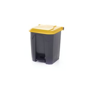 2Work Pedal Bin with Coloured Lid 30L Grey/Ylw 370x380x455mm 2W10765