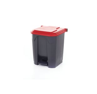 2Work Pedal Bin with Coloured Lid 30L Grey/Red 370x380x455mm 2W10766