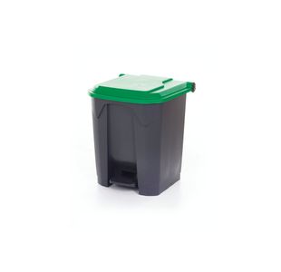 2Work Pedal Bin with Coloured Lid 30L Grey/Green 370x380x455mm 2W10768