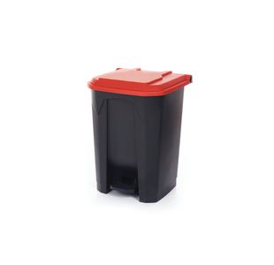 2Work Pedal Bin with Coloured Lid 50L Grey/Red 380x410x560mm 2W10770