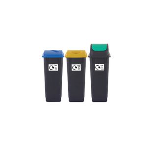 2Work Recycling Bins 65 Litre Assorted Pack of 3 2W10788