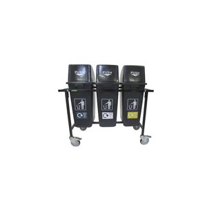 2Work Mobile Recycling Trolley with 3x60 Litre Bins 2W10798