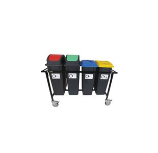 2Work Mobile Recycling Trolley with 4x90 Litre Bins 2W10802