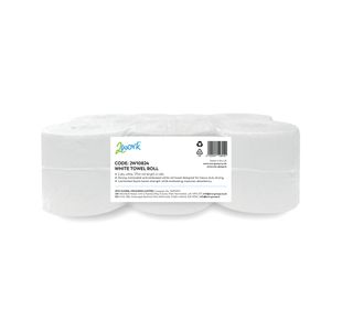 2Work 2-Ply Hand Towel Roll 175m Embossed White Pack of 6 2W10824