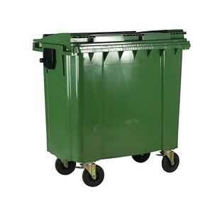 2Work Wheelie Bin 1100 Litre with Lockable Lid Green 2W10829