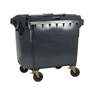 2Work Wheelie Bin 1100 Litre with Lockable Lid Grey 2W10830