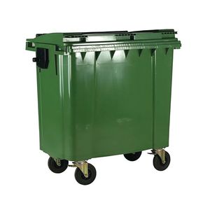 2Work Wheelie Bin 1100 Litre with Flat Lid Green 2W10858