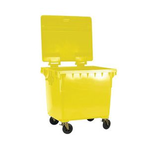 2Work Wheelie Bin 1100 Litre with Flat Lid Yellow 2W10862