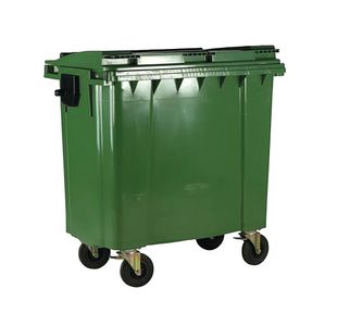 2Work Wheelie Bin 660 Litre with Lockable Lid Green 2W10888
