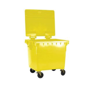 2Work Wheelie Bin 660 Litre with Lockable Lid Yellow 2W10891