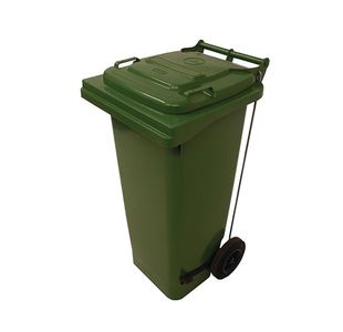 2Work Wheelie Bin Refuse 120 Litre 2 Wheel Pedal Green 2W10905