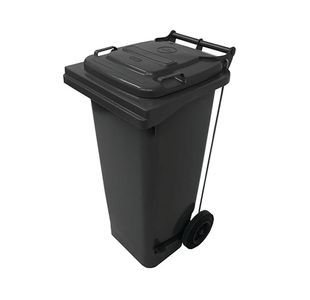 2Work Wheelie Bin Refuse 120 Litre 2 Wheel Pedal Operated Grey 2W10906