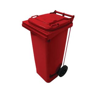 2Work Wheelie Bin Refuse 120 Litre 2 Wheel Pedal Operated Red 2W10907
