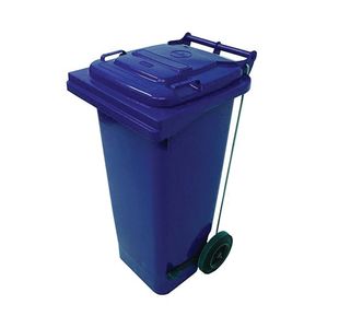2Work Wheelie Bin Refuse 80 Litre 2 Wheel Pedal Operated Blue 2W10909