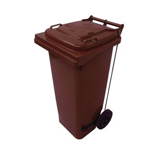 2Work Wheelie Bin Refuse 80 Litre 2 Wheel Pedal Operated Brown 2W10910