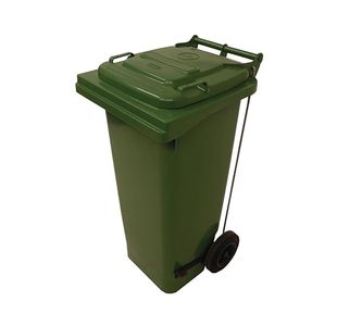 2Work Wheelie Bin Refuse 80 Litre 2 Wheel Pedal Operated Green 2W10911