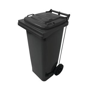 2Work Wheelie Bin Refuse 80 Litre 2 Wheel Pedal Operated Grey 2W10912