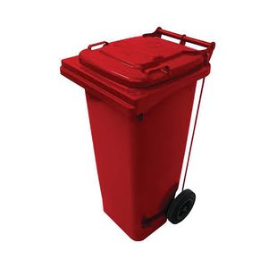 2Work Wheelie Bin Refuse 80 Litre 2 Wheeled Pedal Operated Red 2W10920