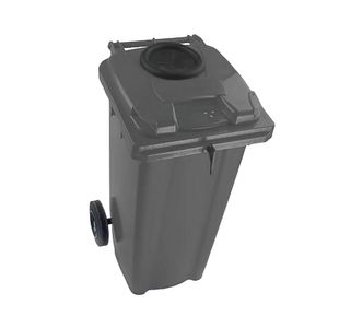 2Work Wheelie Bin 140 Litre with Bottle Bank and Lock Grey 2W10926