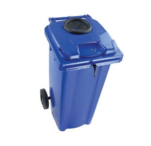 2Work Wheelie Bin 140 Litre with Bottle Bank and Lock Blue 2W10927