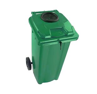 2Work Wheelie Bin 140 Litre with Bottle Bank and Lock Green 2W10928