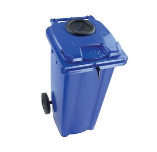 2Work Wheelie Bin 360 Litre with Bottle Bank and Lock Blue 2W10935