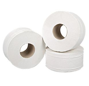 2Work Mini Jumbo Toilet Roll 2-Ply White 92mmx200m Core 76mm (Pack of 12) 2W70323