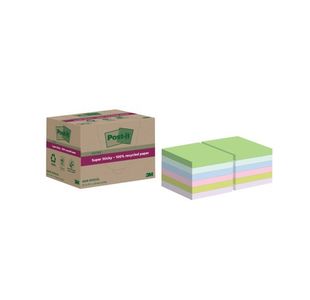 Post-it Super Sticky Recycled 76x76mm Cardboard Packaging Assorted (Pack of 12) 654 RSS12COL