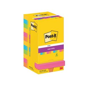 Post-it Super Sticky 76x76mm 90 Sheets Carnival Cardboard Packaging (Pack of 12) 654-12SS-CARN