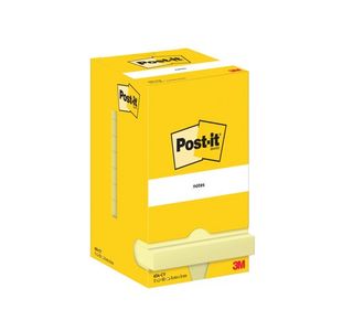 Post-it Notes 76x76mm 100 Sheets Cardboard Packaging Canary Yellow (Pack of 12) 654-CY