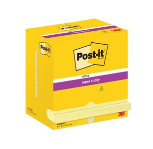 Post-it Super Sticky 76x127mm 90 Sheets Cardboard Packaging Canary Yellow (Pack of 12) 655-12SSCY-EU