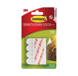 3M Command Adhesive Poster Strips Small (Pack of 12) 17024OFUKN