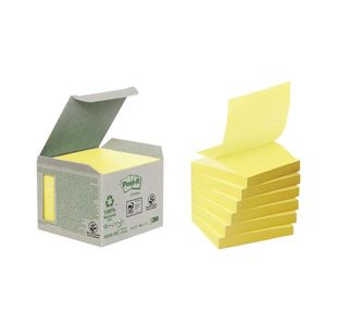 Post-it Recycled Z-Notes 76 x 76mm Cardboard Packaging Canary Yellow (6 Pack) R330-1B