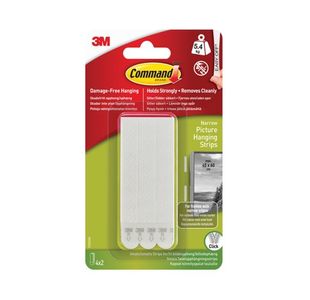 3M Command Narrow Picture Hanging Strips White (Pack of 4) 17207