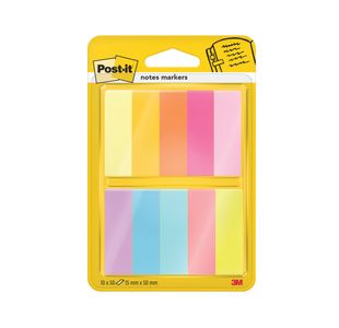 Post-It Notes Markers 50 Sheets 15x50mm Assorted Colours (Pack of 10) 7100234524