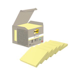Post-It Recycled Notes 100 Sheets 76x76mm Canary Yellow (Pack of 6) 6541B