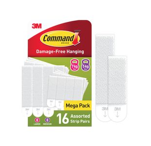 Command Picture Hanging Strips 8 Pairs Medium + 8 Pairs Large White (Pack of 16) 7100349289