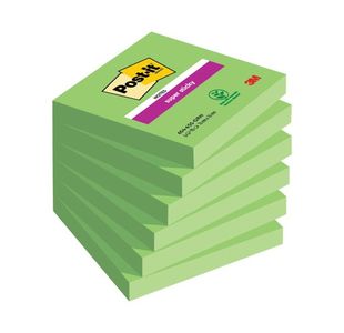Post-it Super Sticky Notes 76x76mm 90 Sheets Green (Pack of 6) 654-6SS-GRN