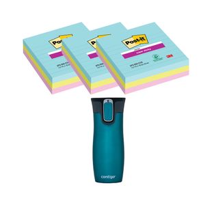 Post-It Super Sticky XL 101x101mm Lined Cosmic 3x3 Pads (Pack of 9) + FOC Contigo Travel Mug