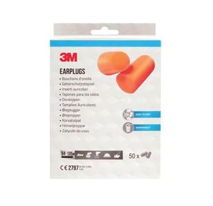 3M Disposable Earplugs 1100 Soft Foam Orange (Pack of 50) 1100-50