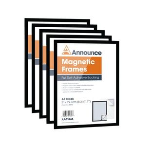 Announce Magnetic Frame A4 Black (Pack of 5) AA01847