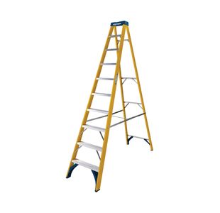 Werner 10 Tread Fibreglass Swingback Stepladder Yellow/Black 7161018