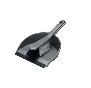 Addis Dustpan and Soft Brush Set Metallic Serrated Edge to Clean Brush Bristles 510390
