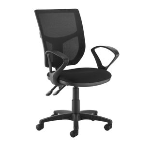 Altino mesh back PCB operator chair with fixed arms - black