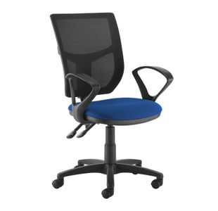 Altino mesh back PCB operator chair with fixed arms - blue