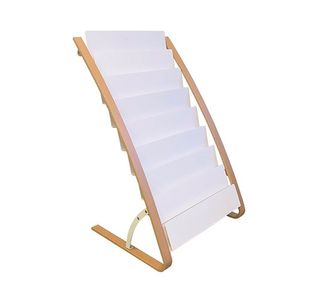 Alba Literature Floor Display 8x2 Compartments A4 Natural Wood Frame White Compartments DDEXPO8W BC