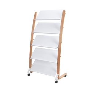 Alba Mobile Wide Literature Display 5x3 Compartments A4 Natural Frame White Compartments DD5GMW BC