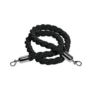 Rope 25x1500mm Black With Chrome Clips CBROPEBLACK